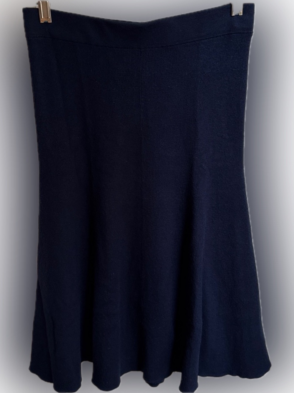 BANANA REPUBLIC Midi Sweater Skirt Ribbed Pull On Tailored A-line BLUE S 361614